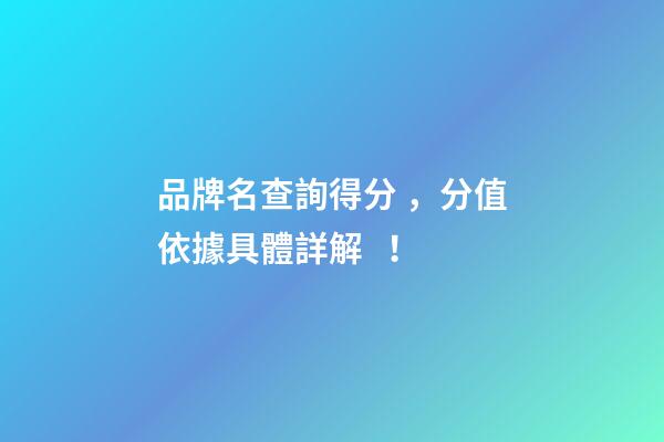 品牌名查詢得分，分值依據具體詳解！